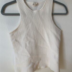 White Ribbed Tank Top